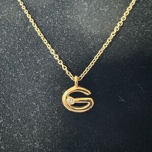 Givenchy Vintage Crystal G Pendant Necklace